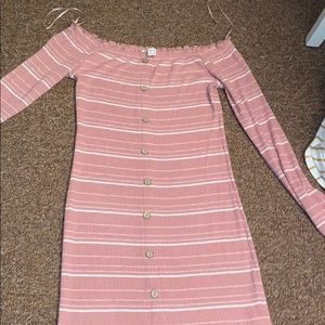 Pink Striped Dress (Off the Shoulder)